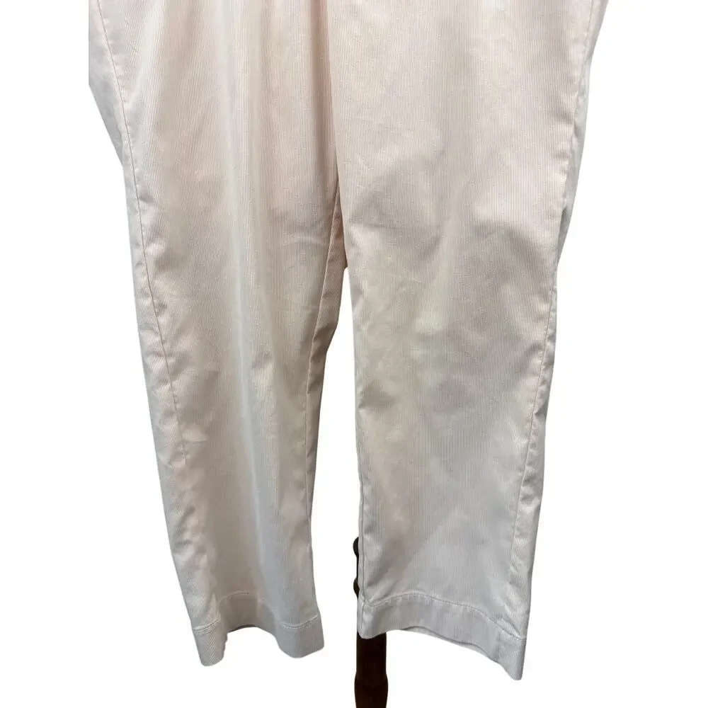 Norma Kamali Pink Pinstripe Pants 12 Straight High Rise Adjustable Waist Light - Picture 4 of 9